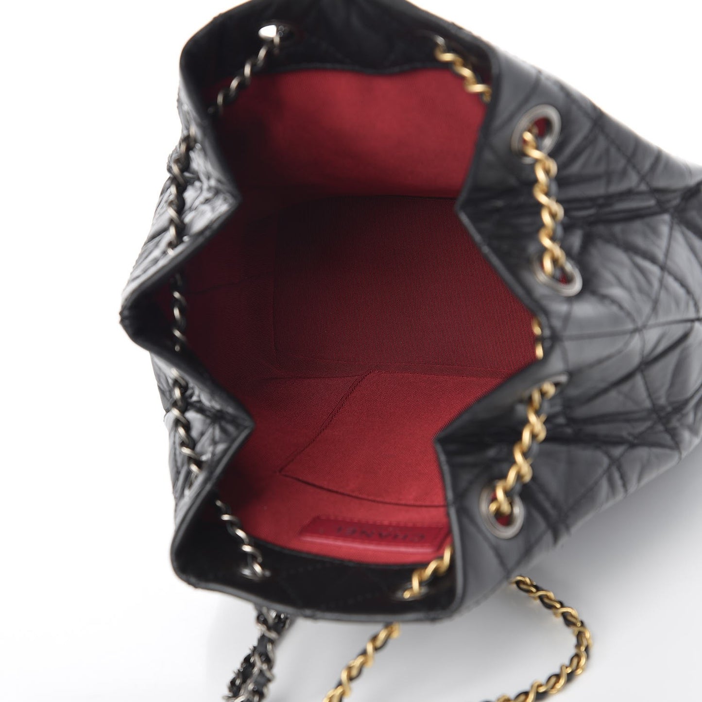 Aged Calfskin Quilted Small Gabrielle Backpack Black