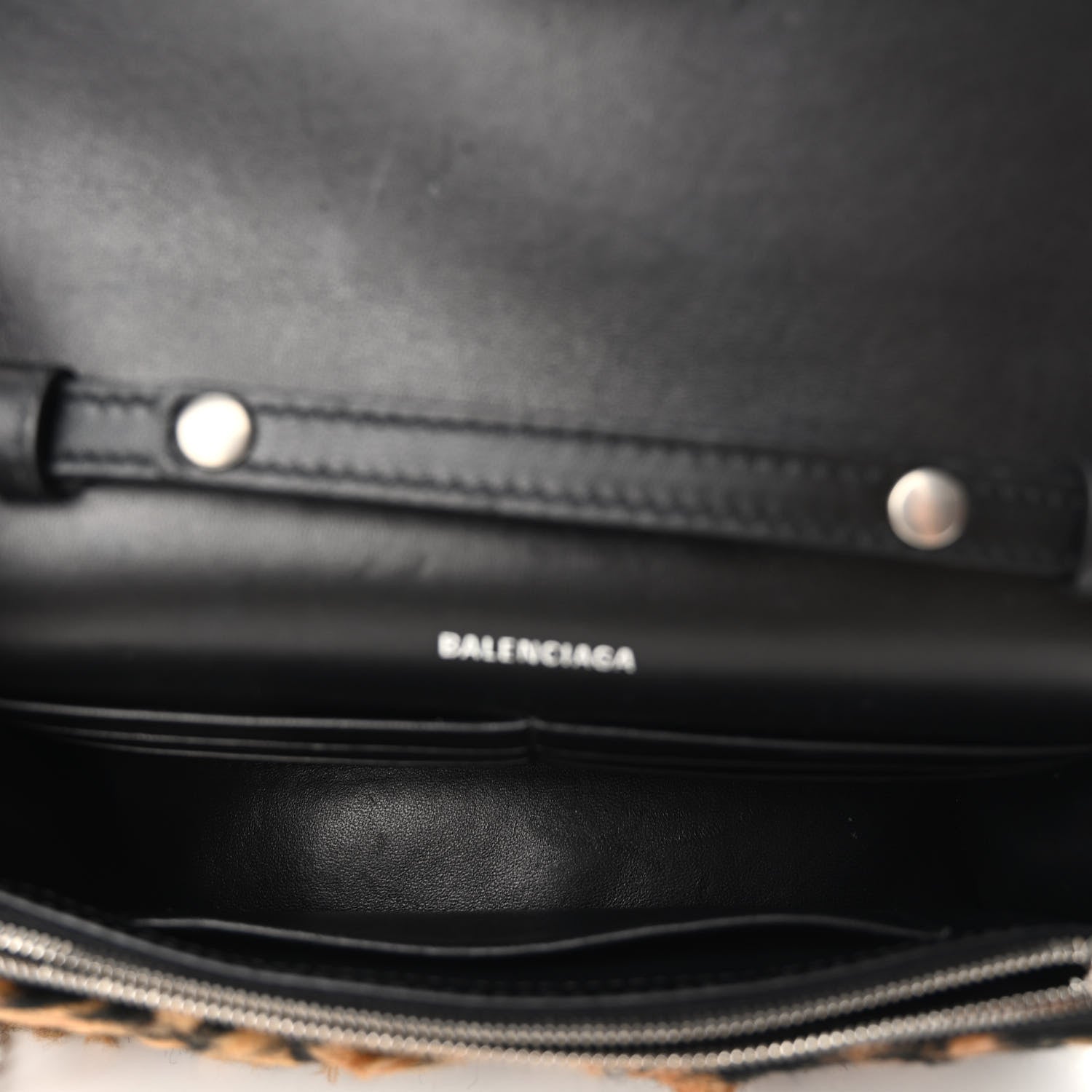 Balenciaga Fleece Leopard Print Hourglass Chain Bag Brown 5 of 9