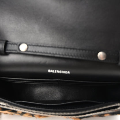 Balenciaga Fleece Leopard Print Hourglass Chain Bag Brown 5 of 9