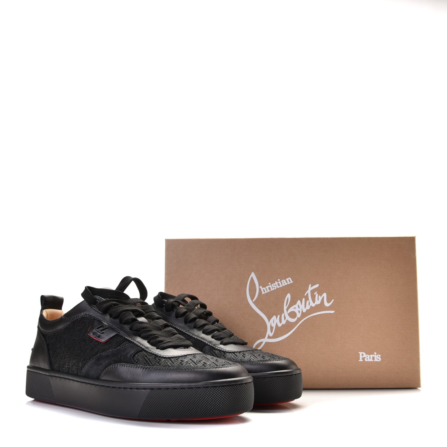 Christian Louboutin Calfskin Mens Happyrui Techno Flat Sneakers 43.5 Black 10 of 10
