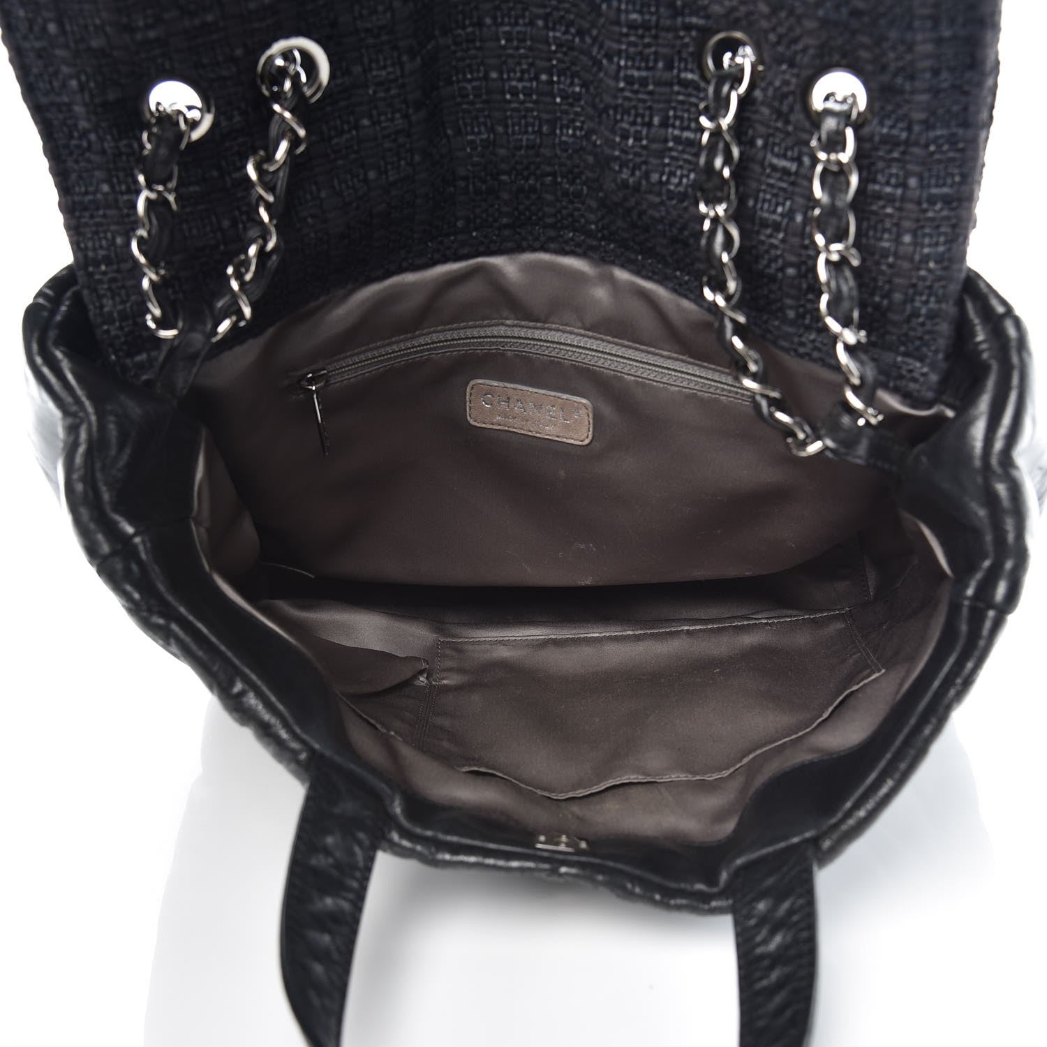 Chanel Glazed Calfskin Quilted Tweed Portobello Tote Black 6 of 12
