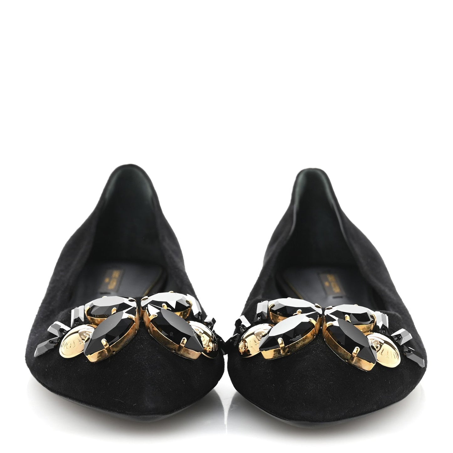 Suede Embellished Ballet Flats 39.5 Black