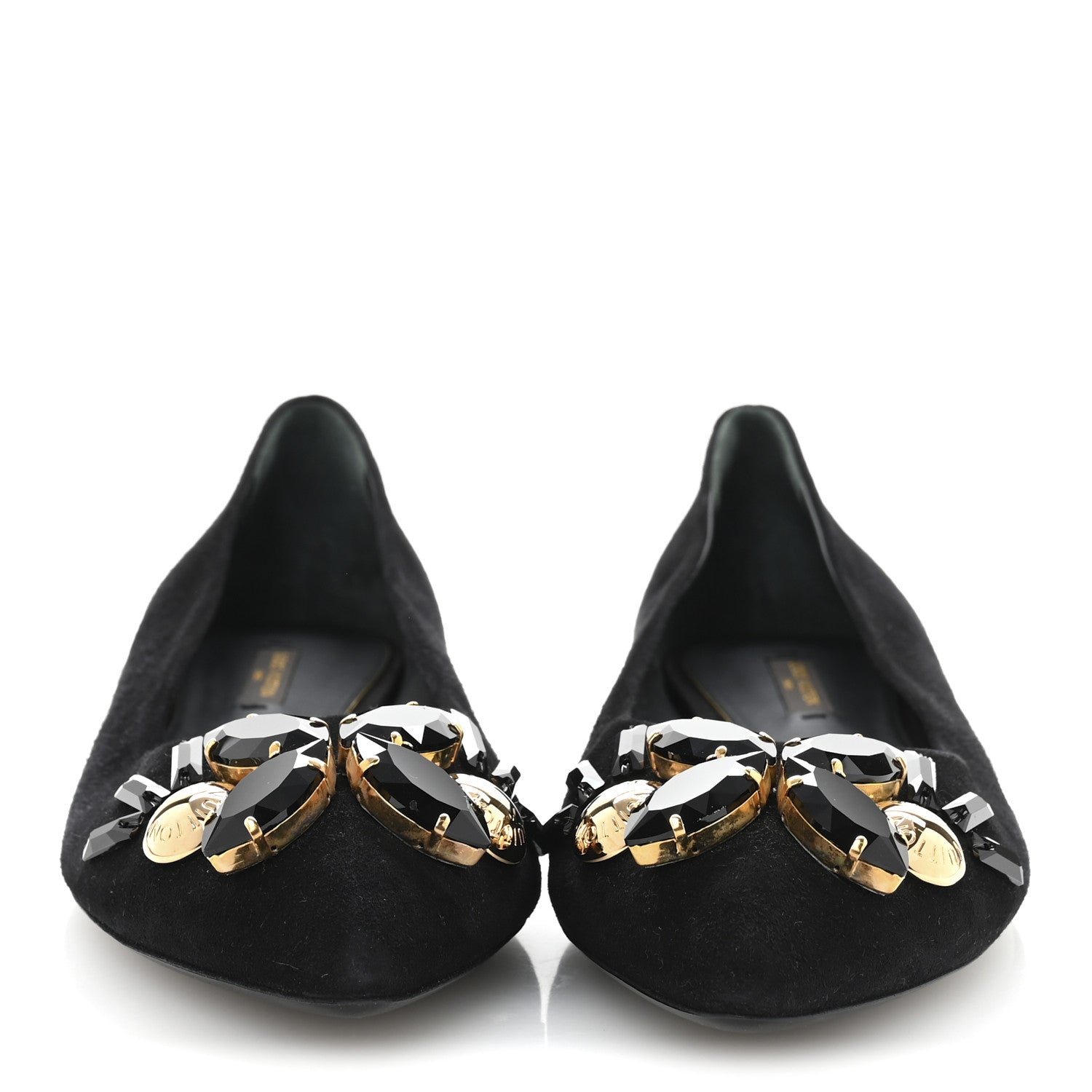 Louis Vuitton Suede Embellished Ballet Flats 39.5 Black 3 of 9