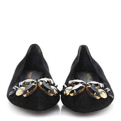 Louis Vuitton Suede Embellished Ballet Flats 39.5 Black 3 of 9