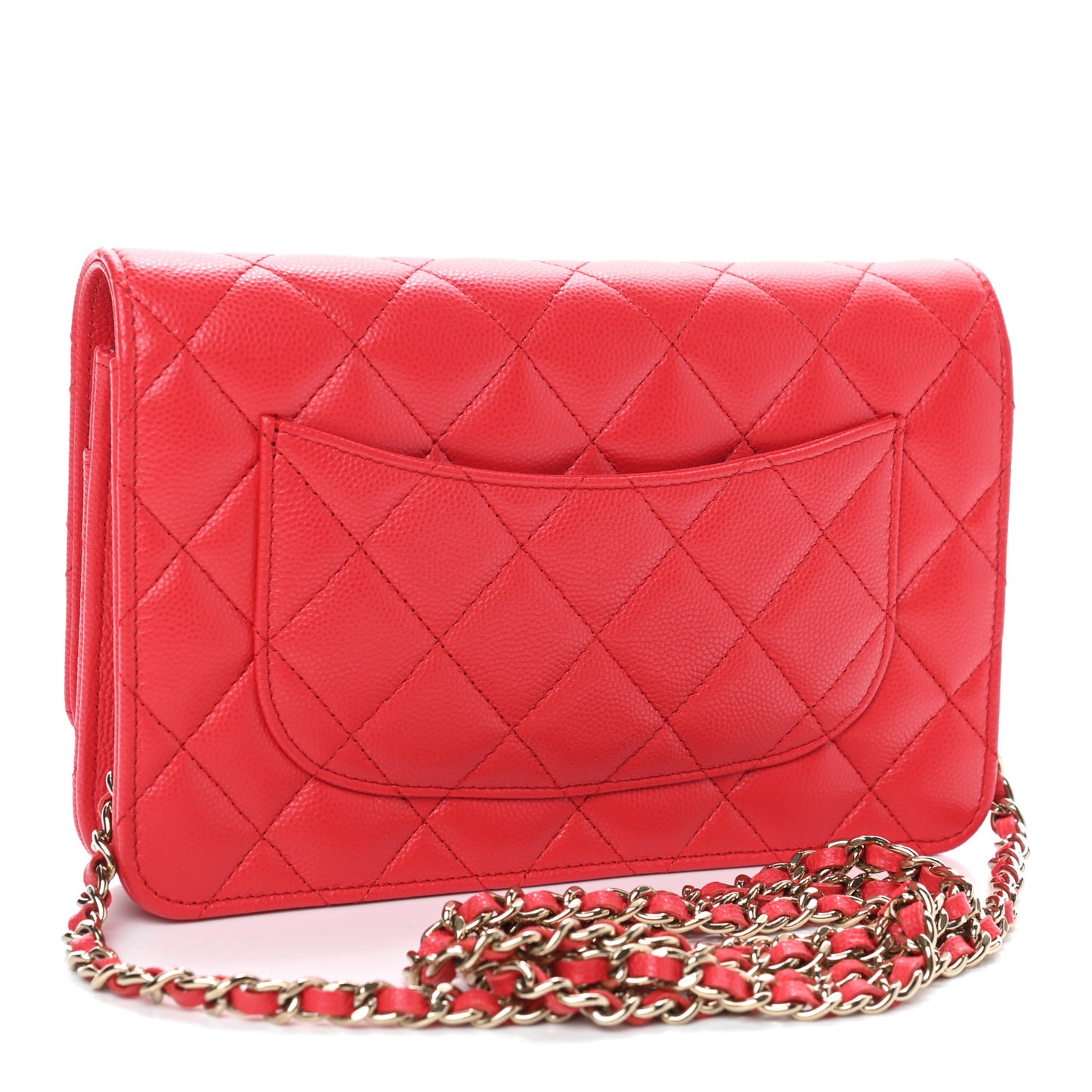 Caviar Quilted Wallet On Chain WOC Red