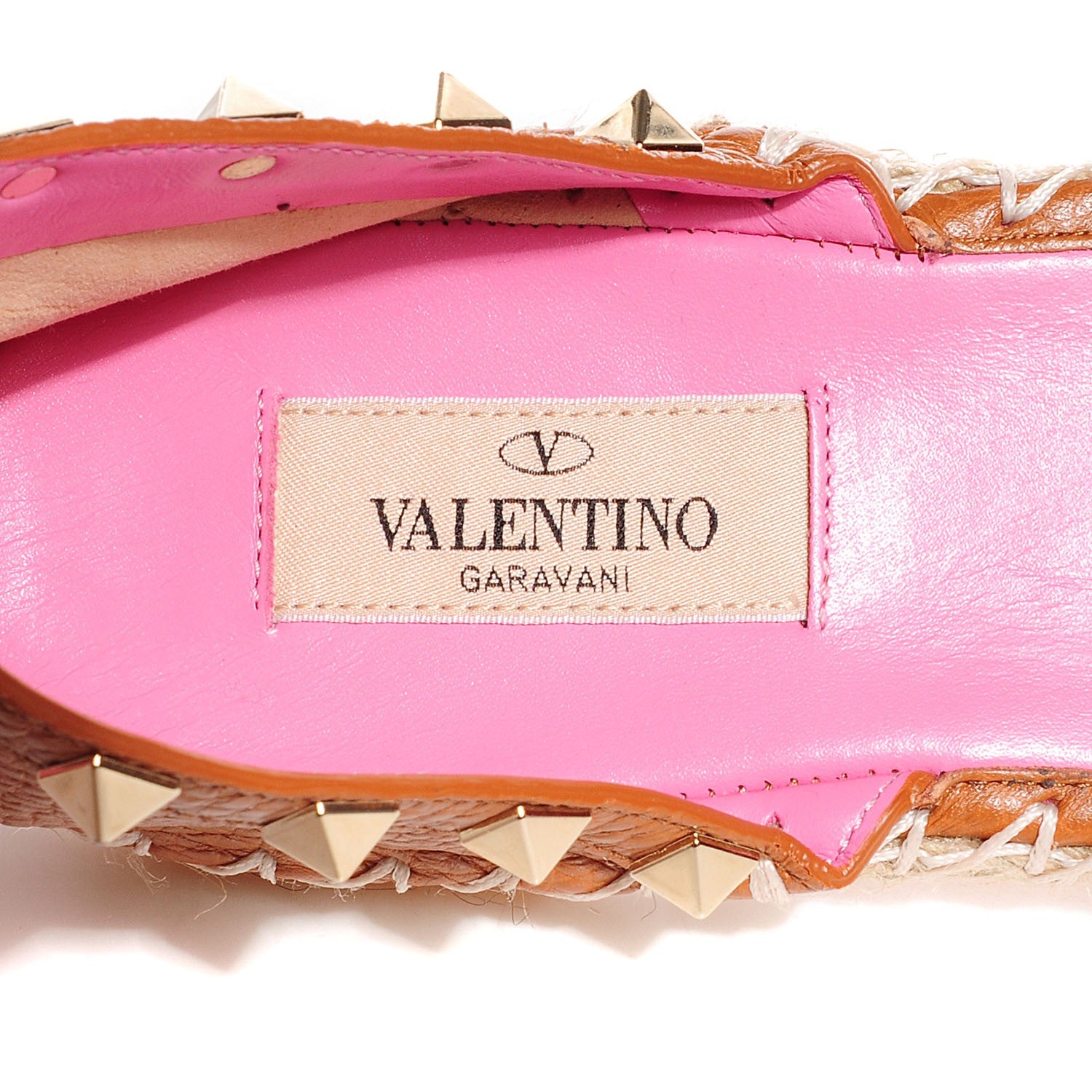 Valentino Garavani Grained Calfskin Rockstud Ankle Wrap Espadrille Flats 41 Light Cuir 6 of 7