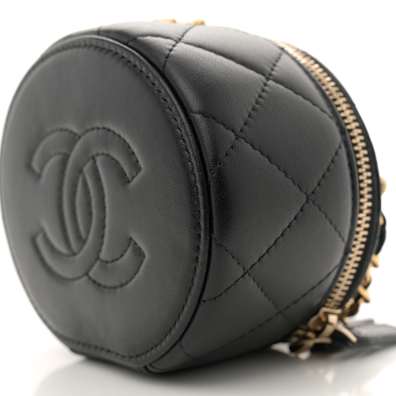 Chanel Lambskin Pearl Crystal Quilted Pearly Girl Top Handle Round