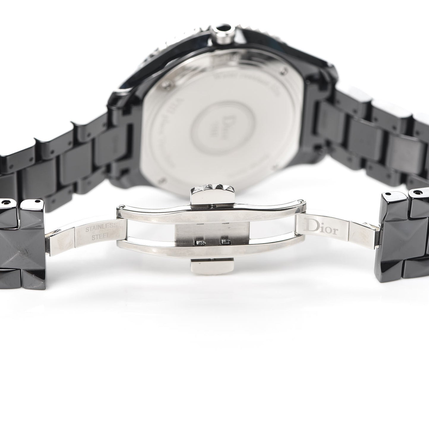 Stainless Steel Ceramic Diamond 38mm Dior VIII Quartz Watch Black