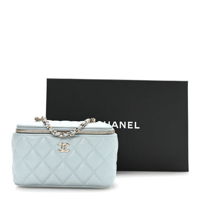 Chanel Caviar Quilted Small Tiny CC Vanity Case With Chain Light Blue Light Blue 12 of 12