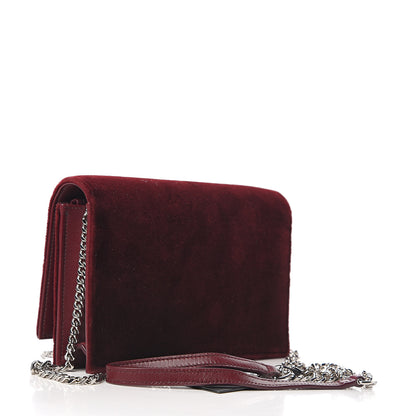 Saint Laurent Velvet Crystal Monogram Kate Tassel Shoulder Bag Burgundy 2 of 10