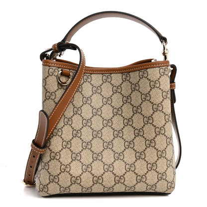 Gucci GG Supreme Monogram Emblem Small Shoulder Bag Beige Ebony Sundial 1 of 11