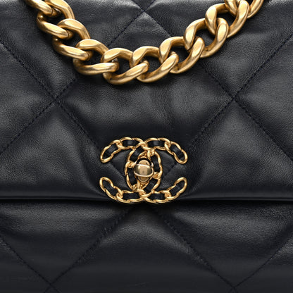 Chanel Goatskin Quilted Large Chanel 19 Flap Navy 8 of 8