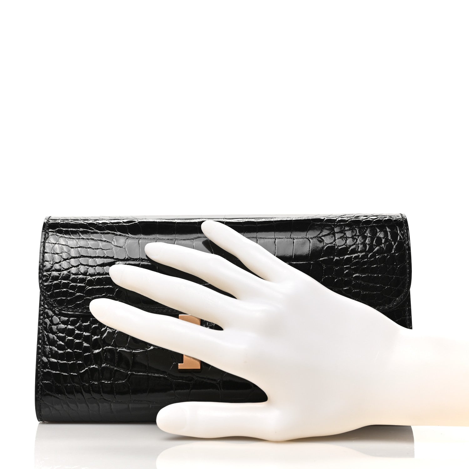 Hermes Shiny Alligator Constance Long Wallet Black 2 of 6