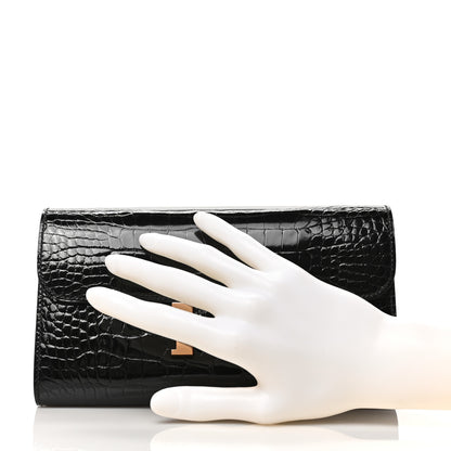 Hermes Shiny Alligator Constance Long Wallet Black 2 of 6