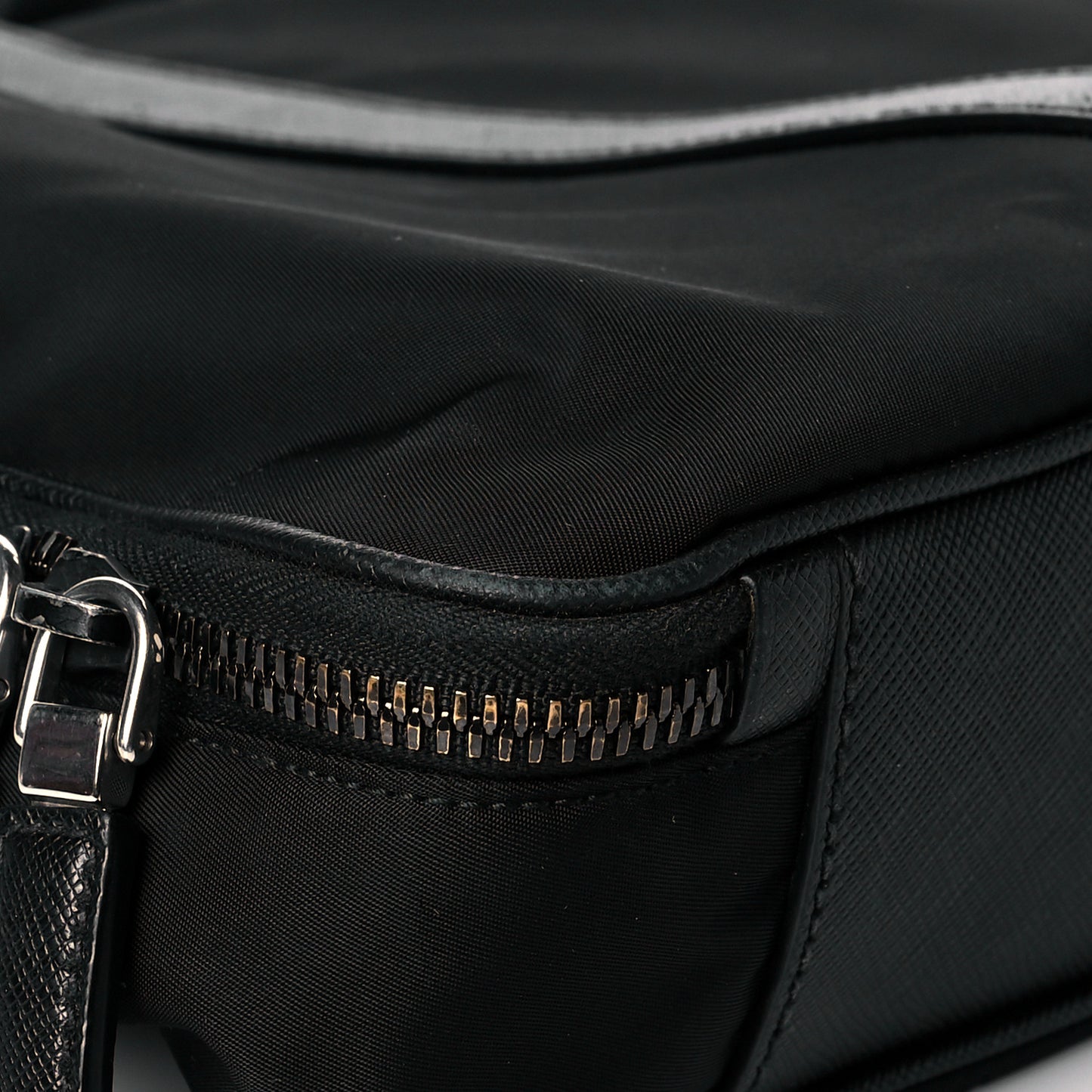 Tessuto Nylon Saffiano Metal Triangle Logo Work Bag Black