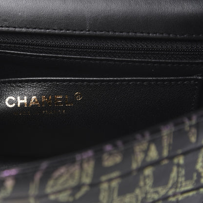 Chanel Calfskin Crocodile Embossed Graffiti 2.55 Mini Cocodile Reissue Flap Black Pink 6 of 12