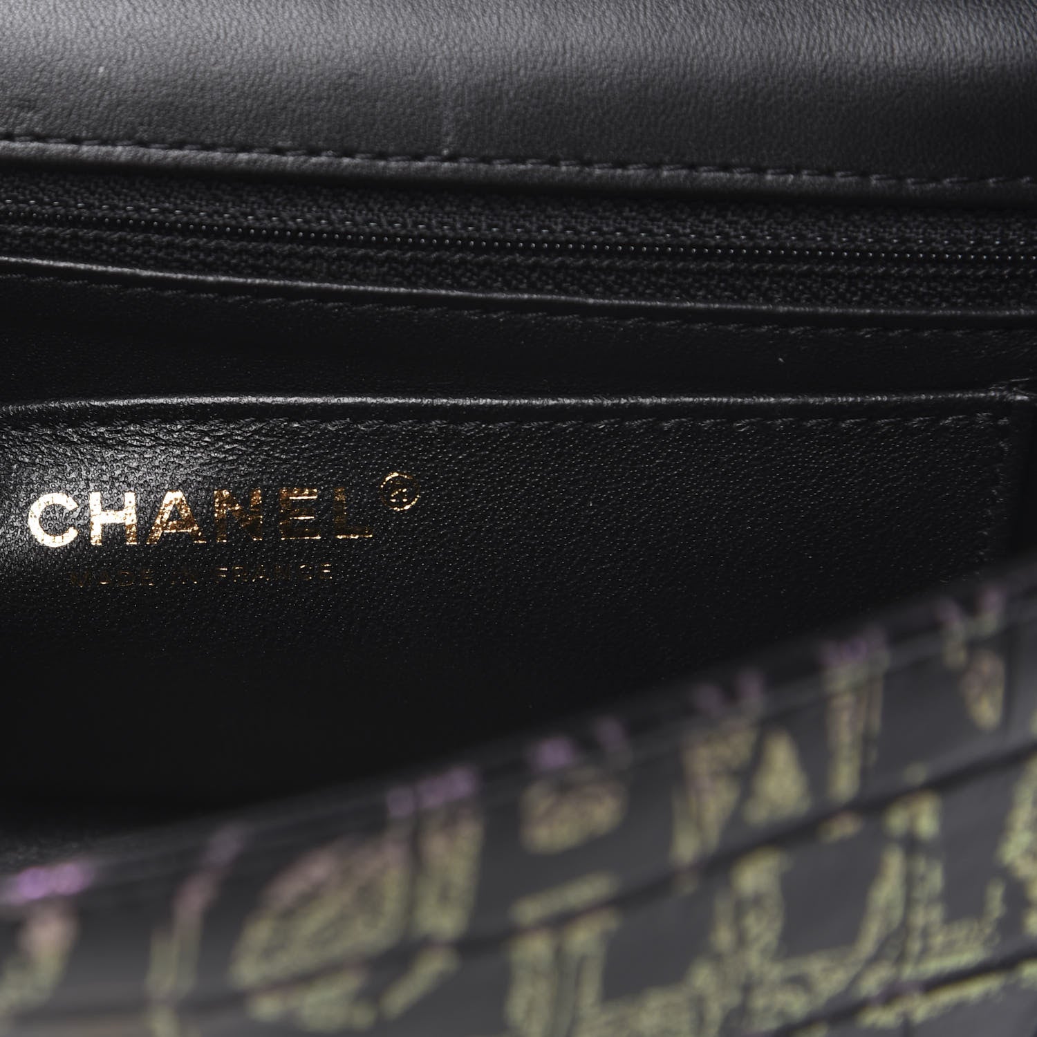 Chanel Calfskin Crocodile Embossed Graffiti 2.55 Mini Cocodile Reissue Flap Black Pink 6 of 12