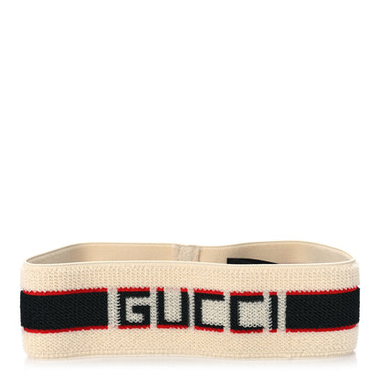Gucci Cotton Logo Headband and Wrist Set White Navy Red 2 of 7