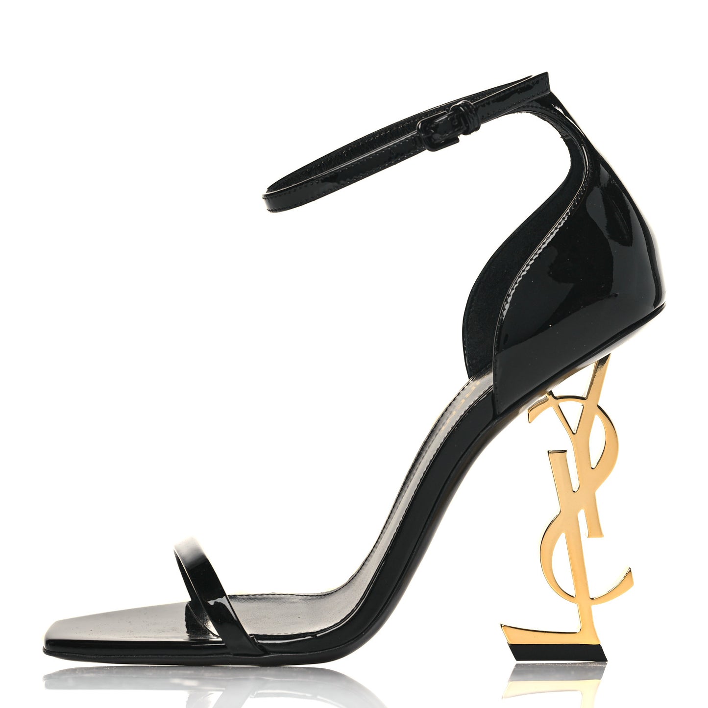 Patent Calfskin Opyum 110 Sandals 37 Black Gold