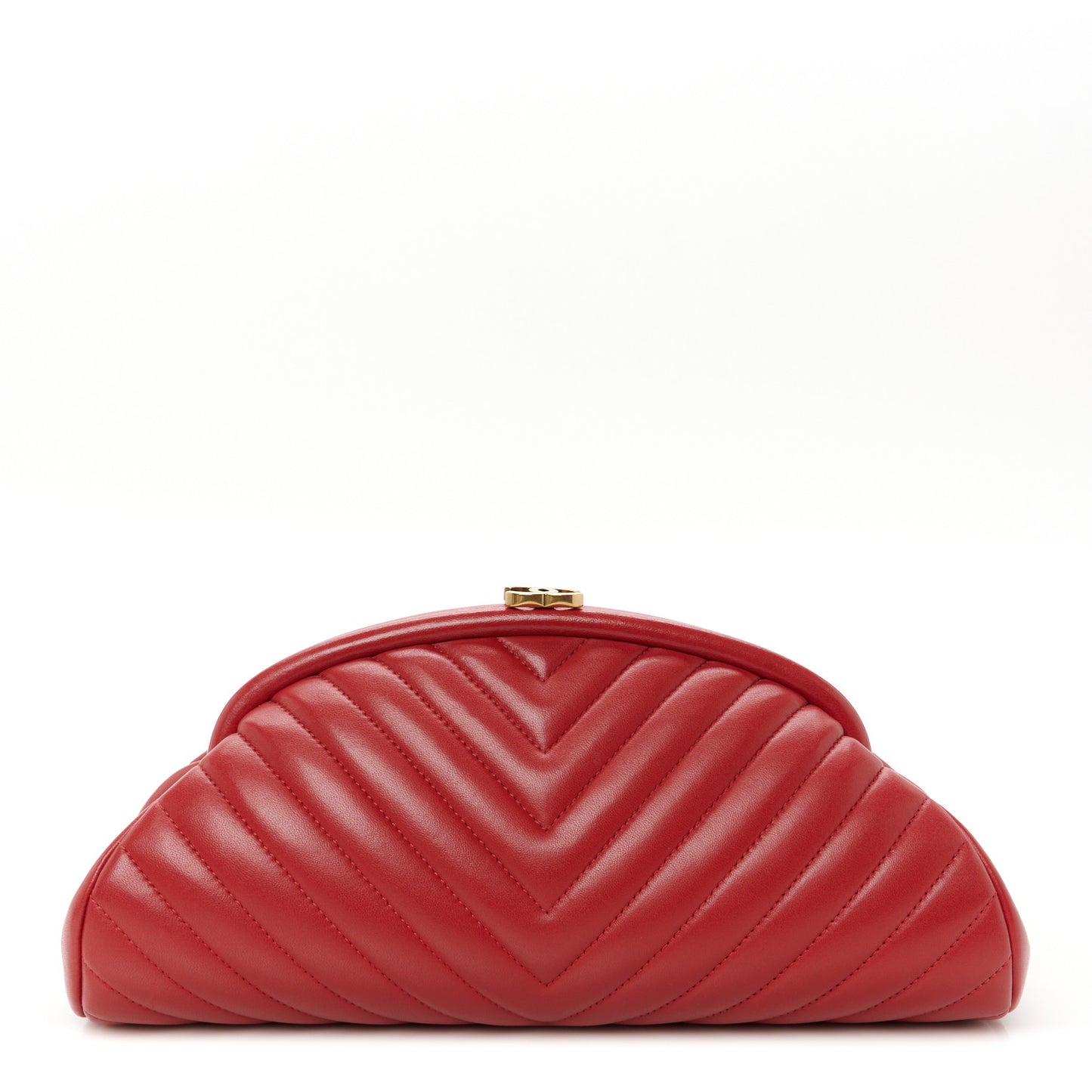 Lambskin Chevron Quilted Timeless Clutch Red