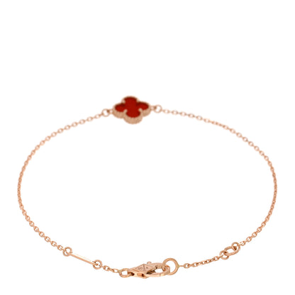 Van Cleef & Arpels 18K Rose Gold Carnelian Sweet Alhambra Bracelet 2 of 4