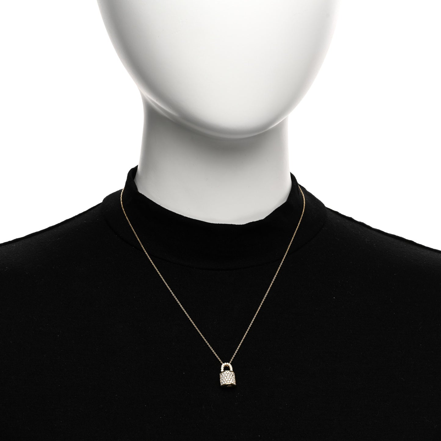 18K Yellow Gold Diamond Tiny Treasures Lock Pendant Necklace