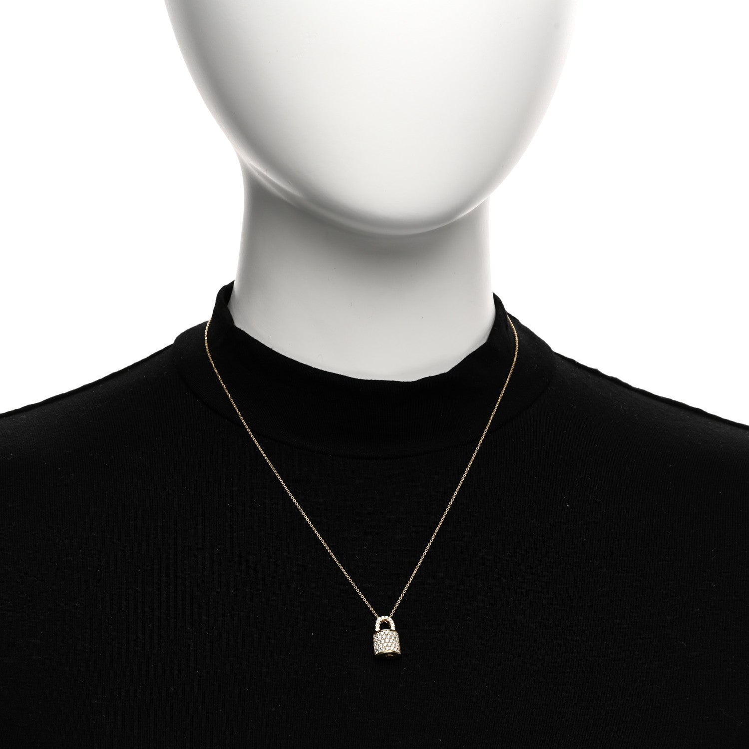 Roberto Coin 18K Yellow Gold Diamond Tiny Treasures Lock Pendant Necklace 2 of 5