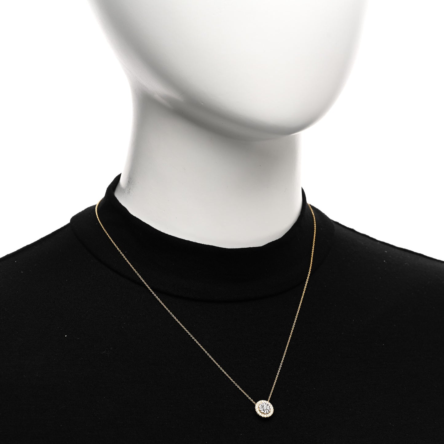 18K Yellow White Gold Diamond Small Siena Dot Pave Pendant Necklace