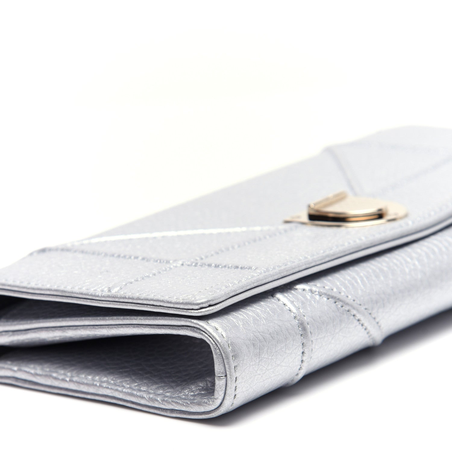 Christian Dior Metallic Grained Calfskin Diorama Croisiere Chain Wallet Silver 5 of 10