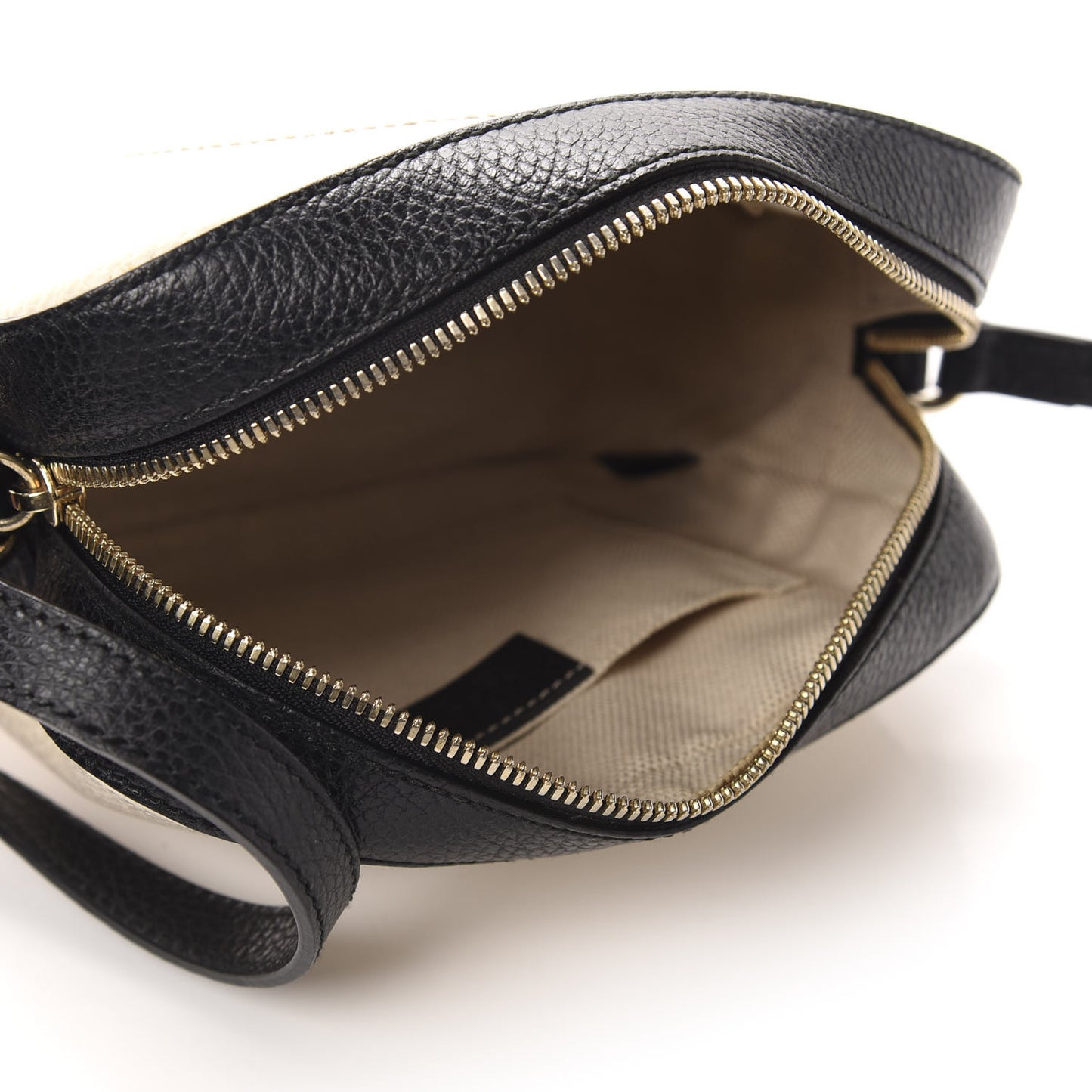 Dollar Calfskin Bi-Color Small Soho Disco Bag Mystic White Black