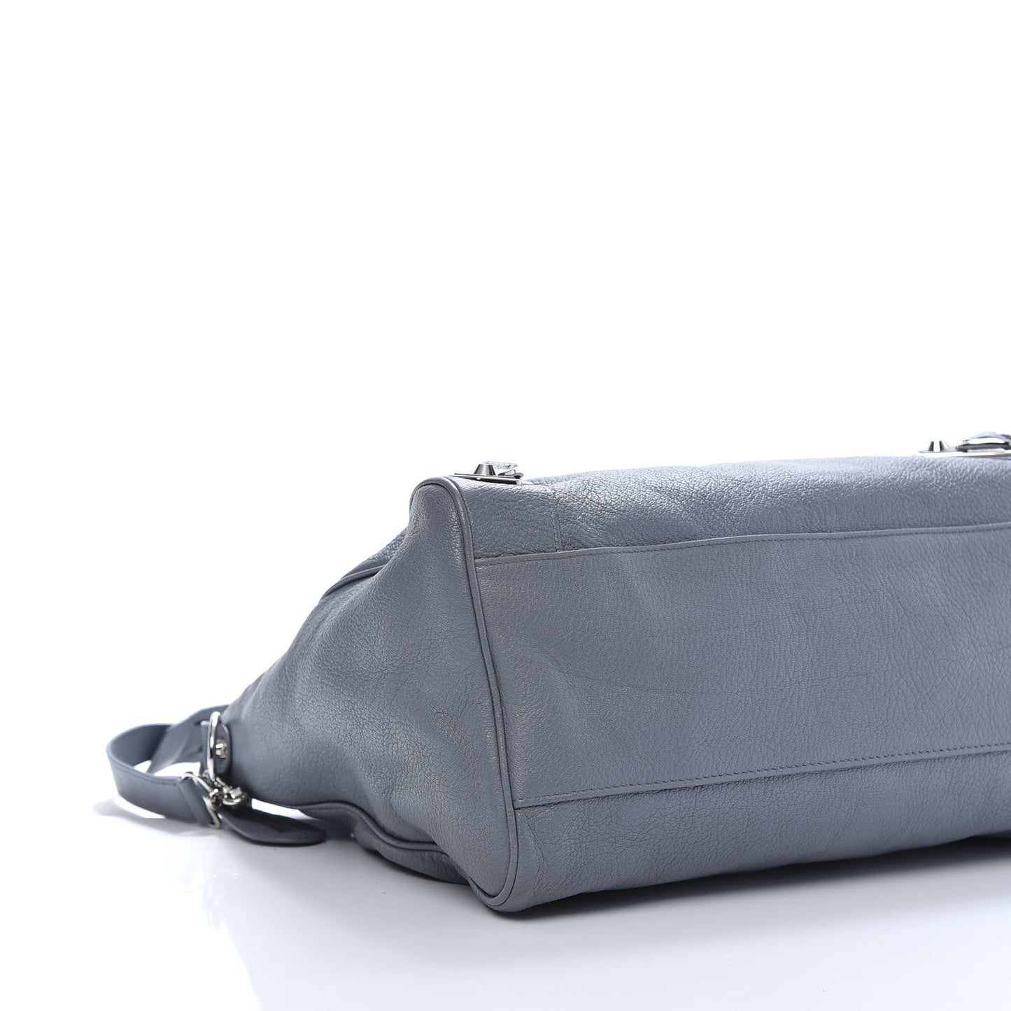 Chevre Silver Metallic Edge Hardware Velo Bleu Acier