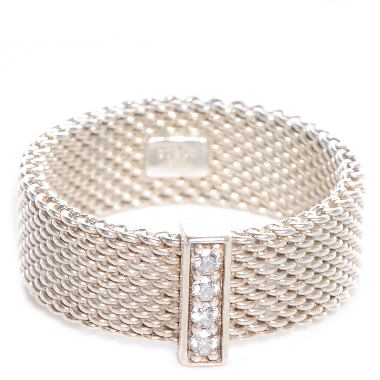 Sterling Silver Diamond Mesh Somerset Ring 54 7