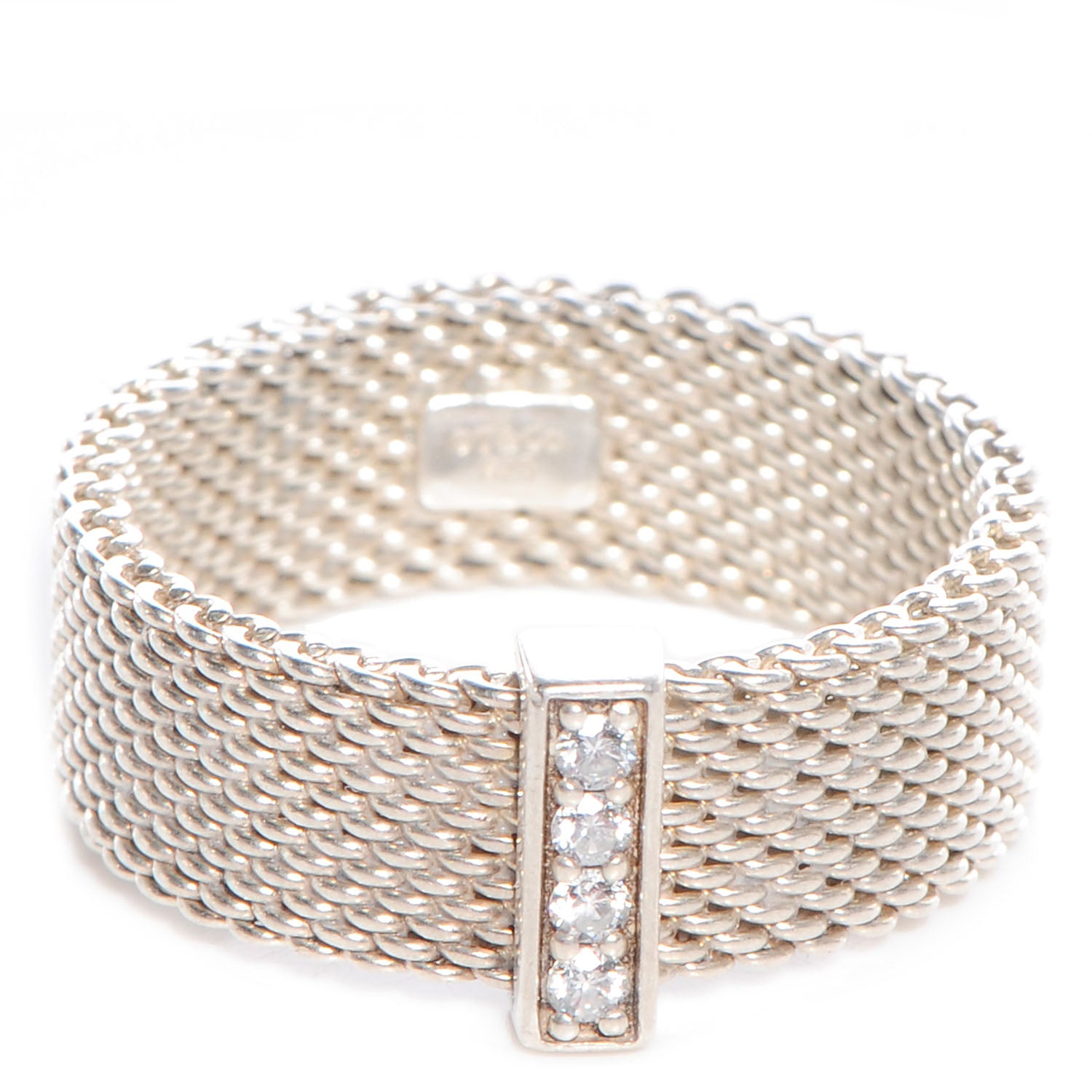 Tiffany Sterling Silver Diamond Mesh Somerset Ring 54 7 1 of 5