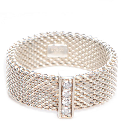 Tiffany Sterling Silver Diamond Mesh Somerset Ring 54 7 1 of 5