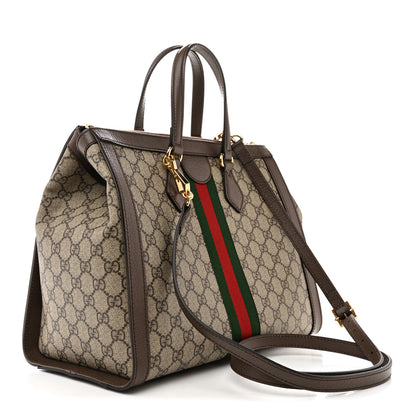 Gucci GG Supreme Monogram Web Medium Ophidia Tote Bag Brown 3 of 10