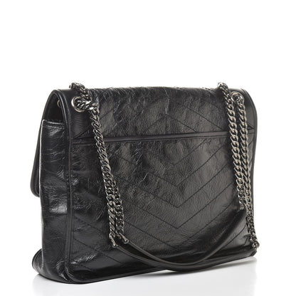 Saint Laurent Crinkled Calfskin Matelasse Monogram Large Niki Chain Satchel Black 3 of 11