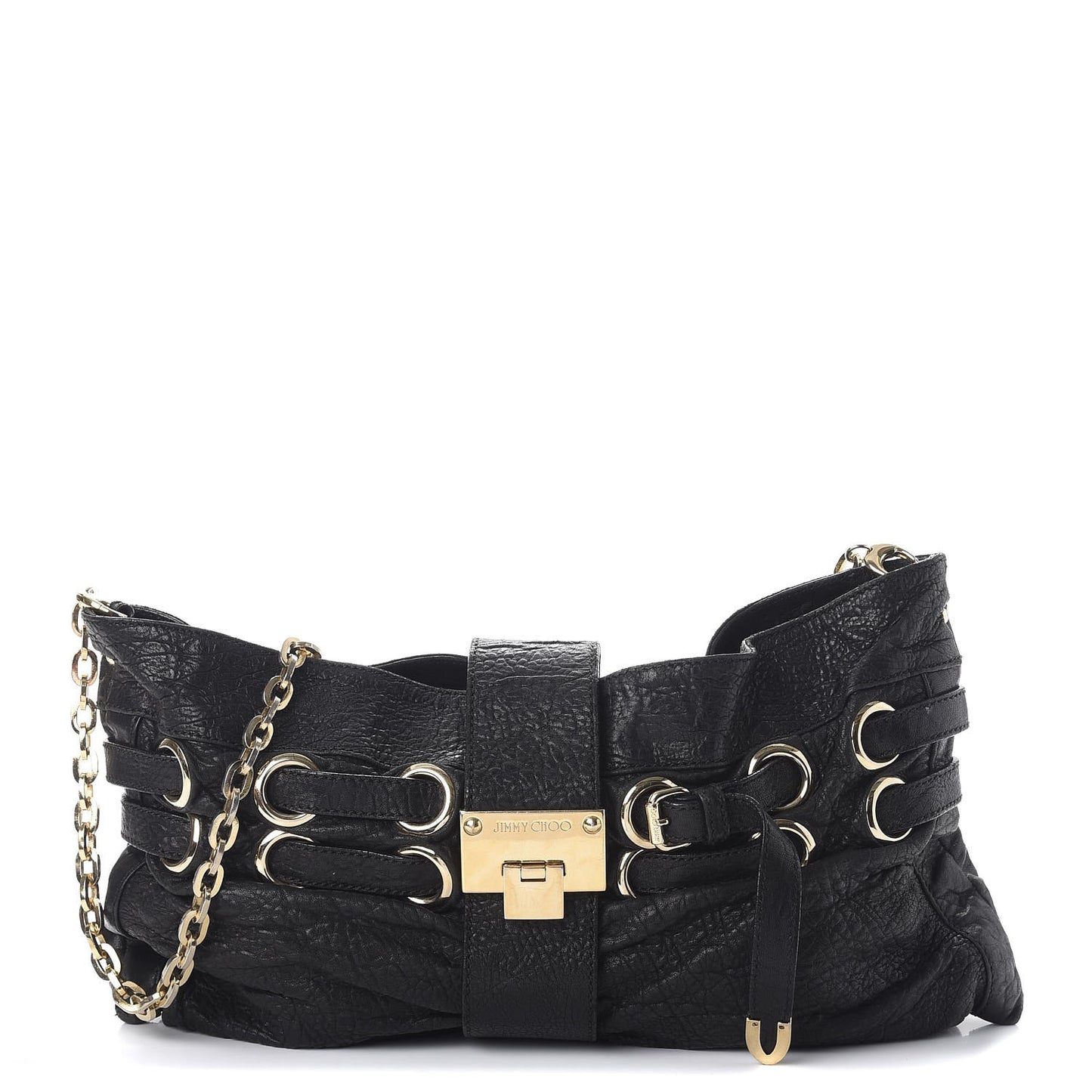 Grainy Calfskin Rio Oversized Clutch Bag Black