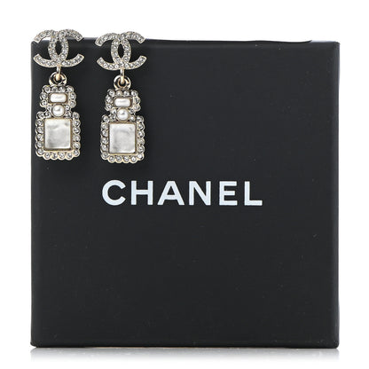 Chanel Crystal Pearl CC Drop Earrings Gold 6 of 6