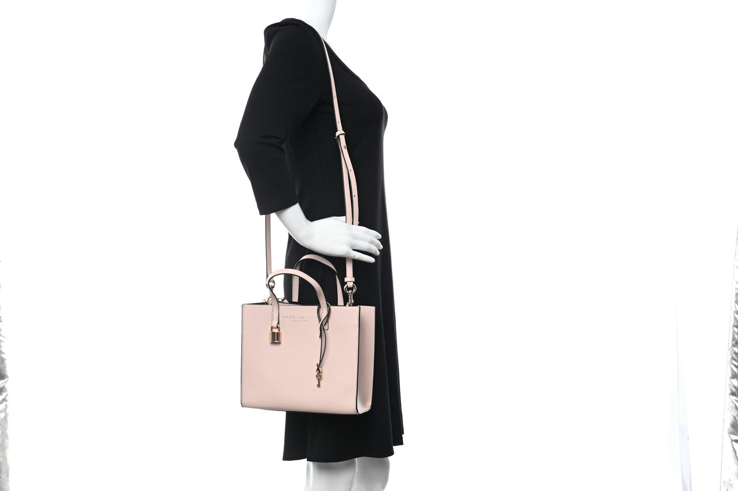 Calfskin Mini Grid Tote Bag Peach Whip