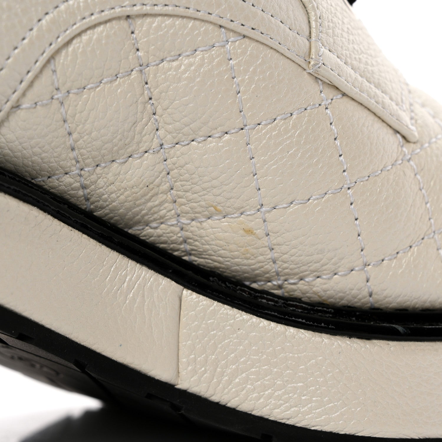 Chanel Pearly Calfskin Patent Calfskin Quilted Lace Up Boots 38 White Light Gray Black 12 of 17