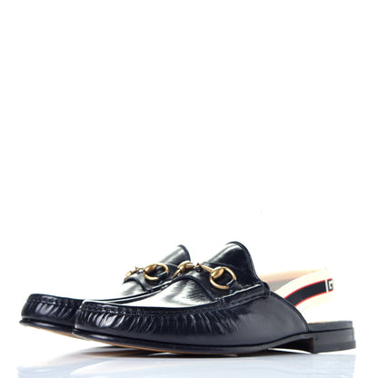 Gucci Goatskin Stripe Mens Horsebit Slingback Slippers 10 Black 3 of 10