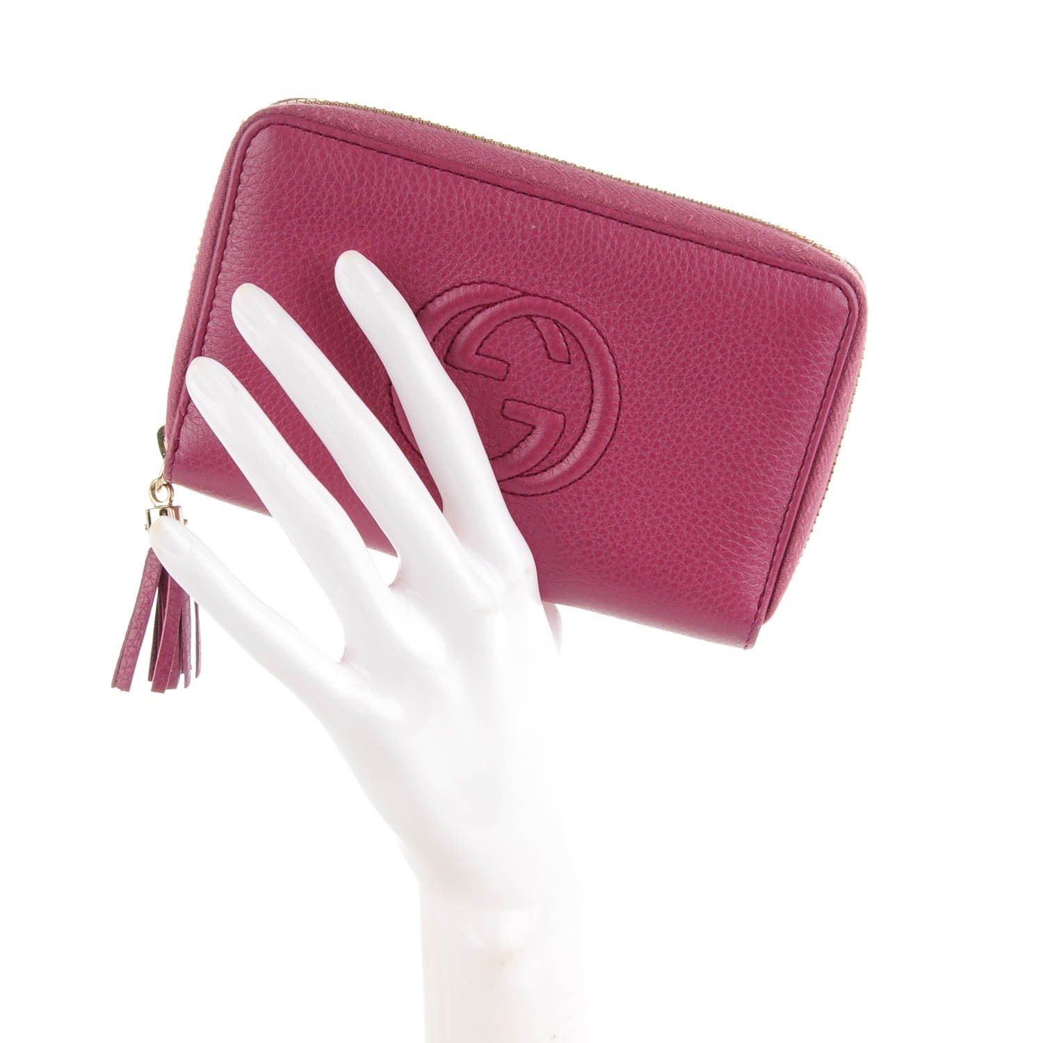 Gucci Pebbled Calfskin Medium Soho Zip Around Wallet Peonia Flower 2 of 7