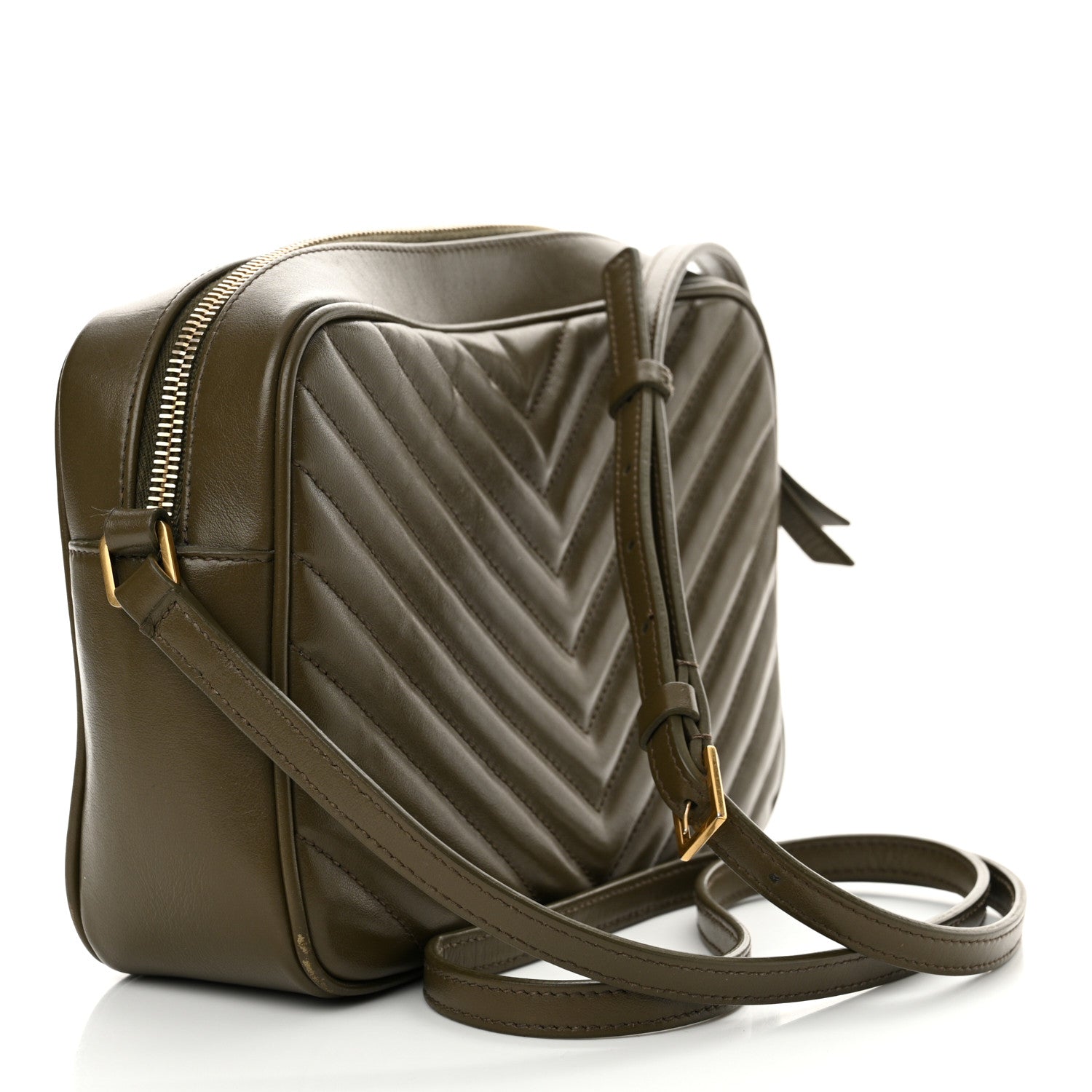 Saint Laurent Calfskin Matelasse Monogram Lou Camera Bag Military Olive 3 of 15
