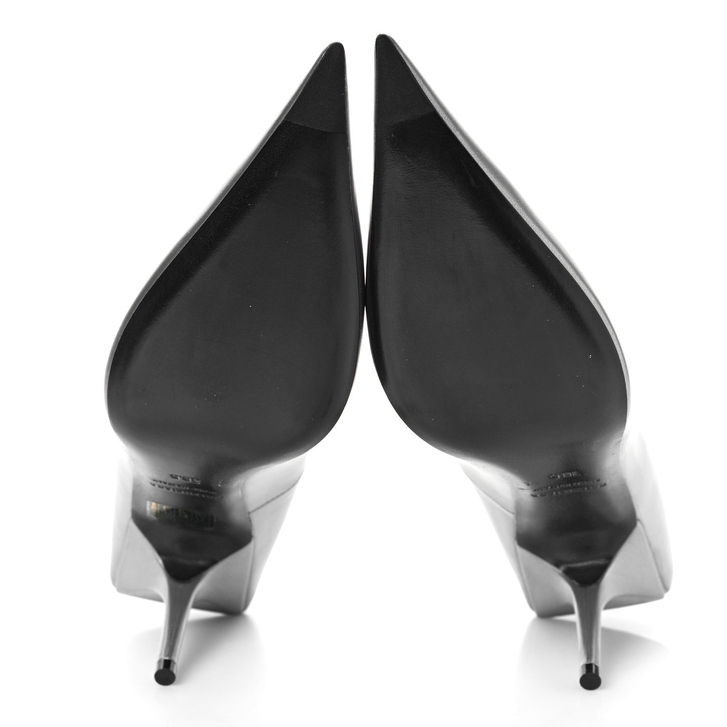 Metallic Nappa Square Knife 80mm Pumps 38.5 Silver