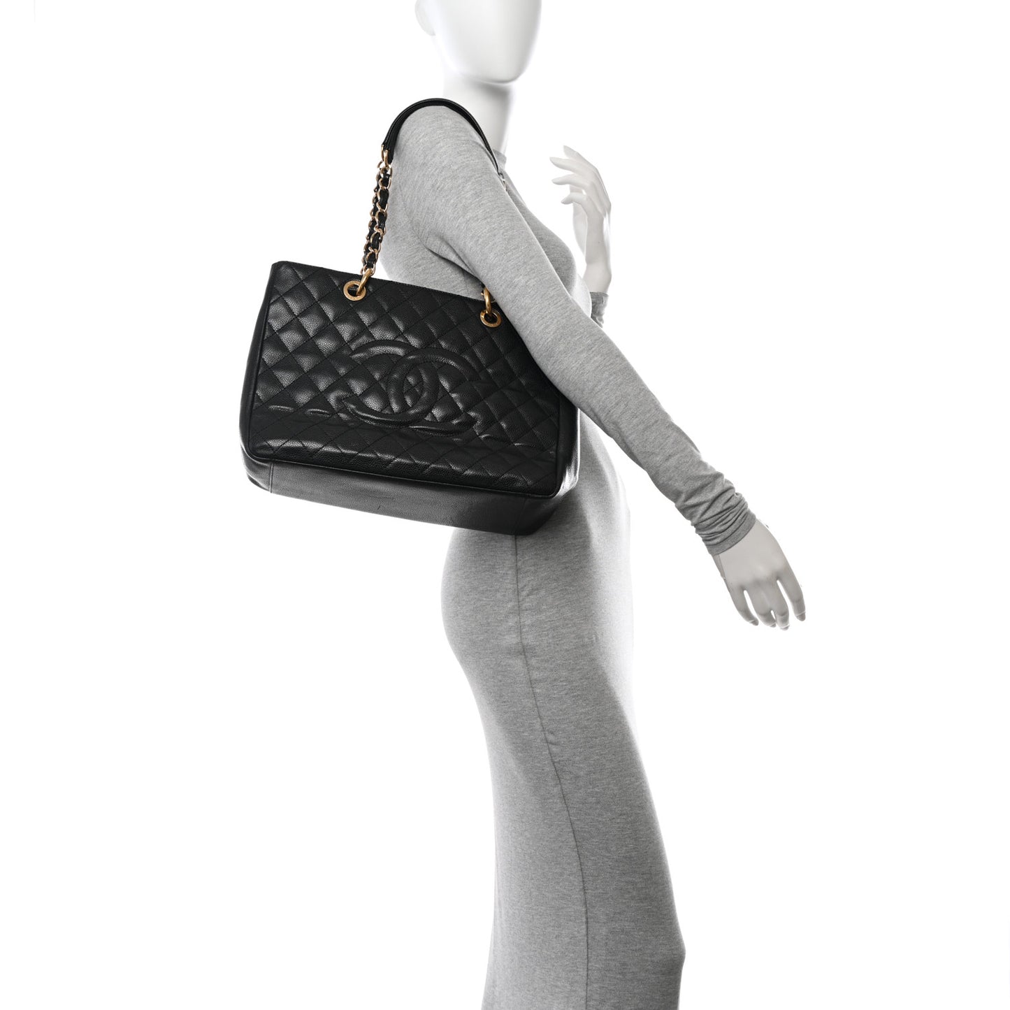 Caviar Quilted Grand Shopping Tote GST Black