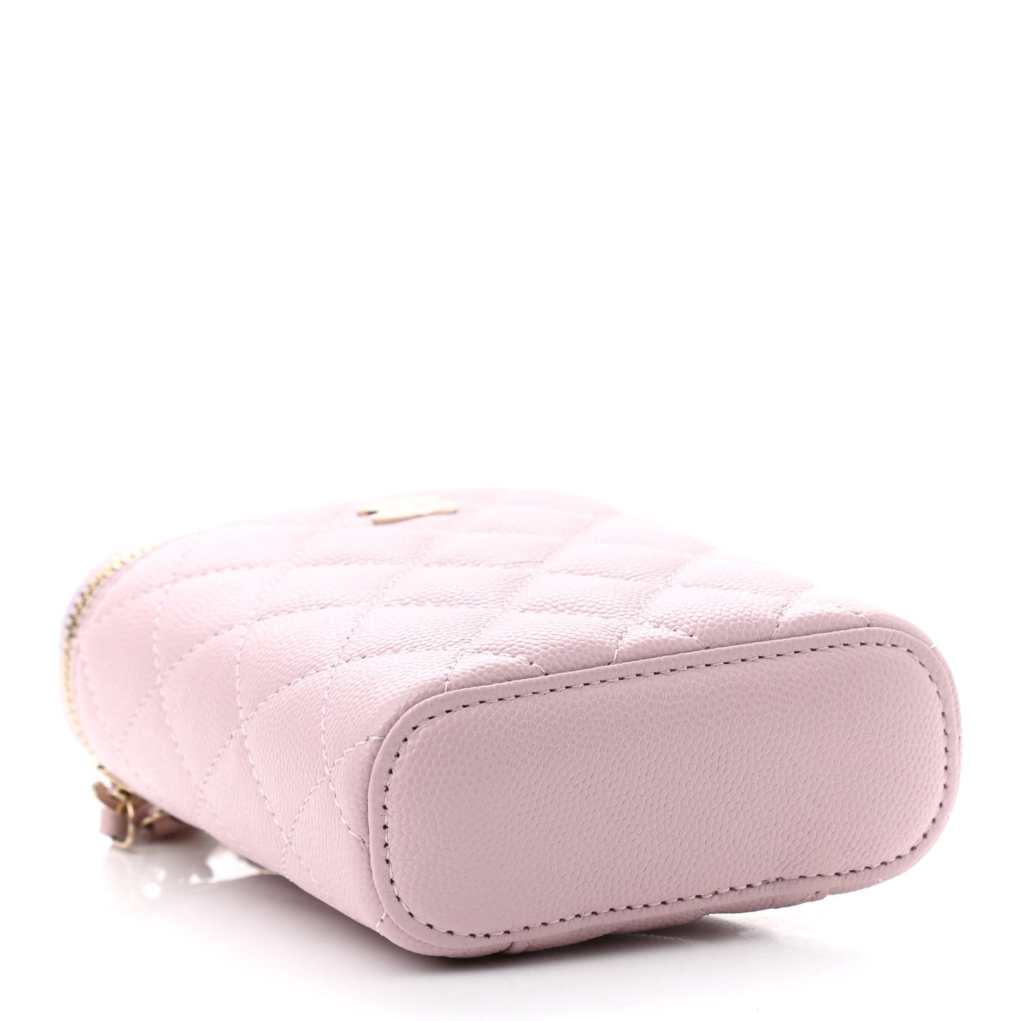 Caviar Quilted Small Vertical Coco Beauty Vanity Case With Chain Light Pink