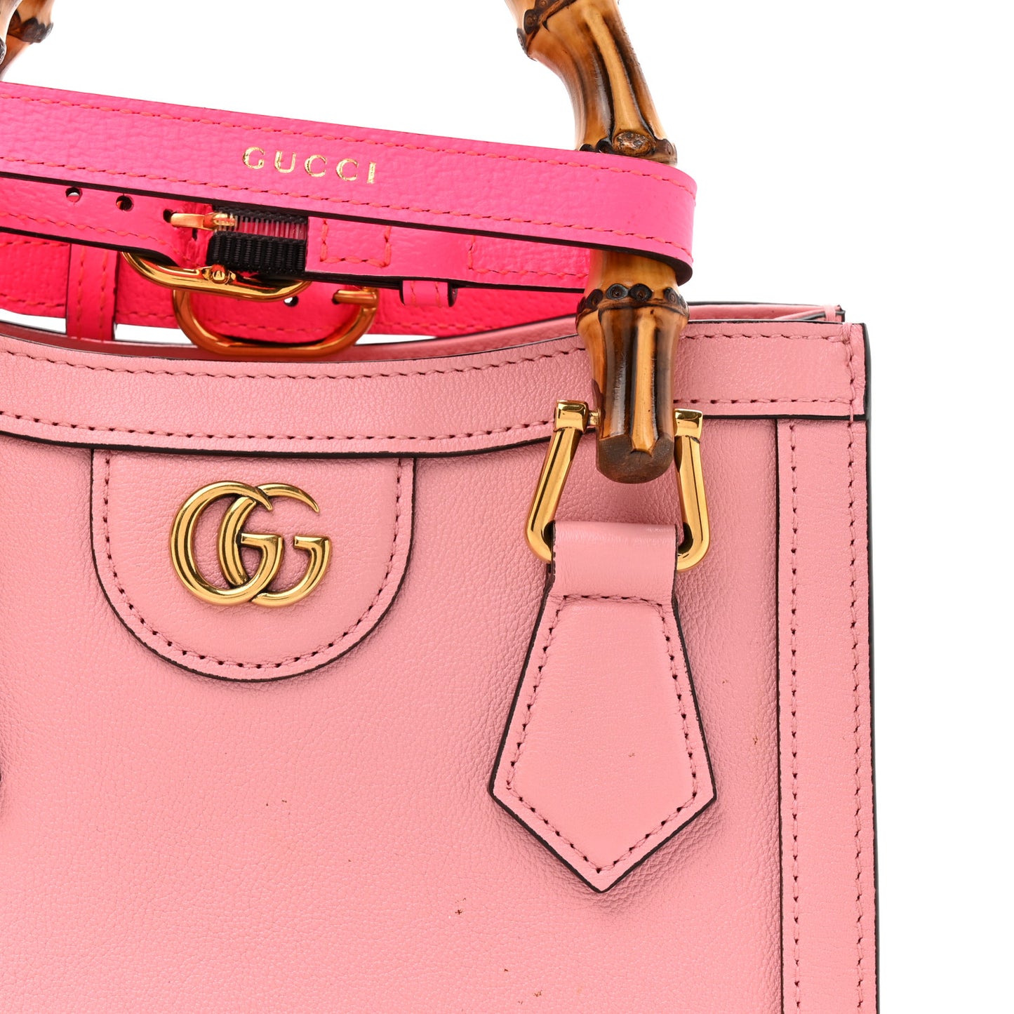 Wonka Grain Calfskin Mini Diana Tote Bag Wild Rose Fuxia Fluo