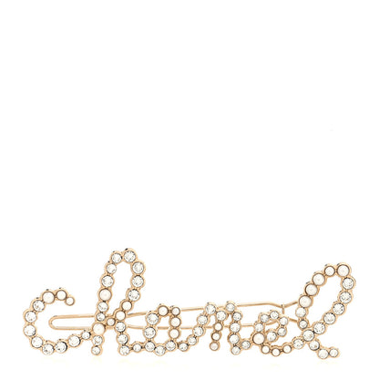 Chanel Metal Glass Swirling Pearls Brooch Pin Gold 1 of 5