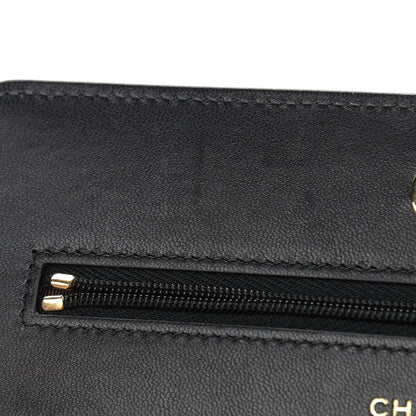 Chanel Lambskin Quilted Wallet On Chain WOC Black 10 of 13