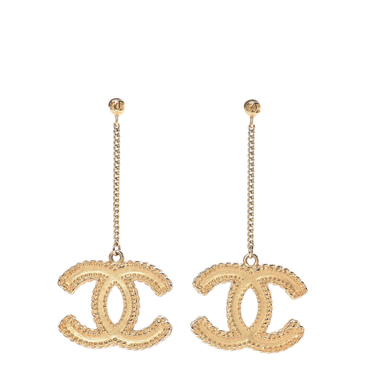 Chanel CC Drop Earrings Matte Gold 1 of 4